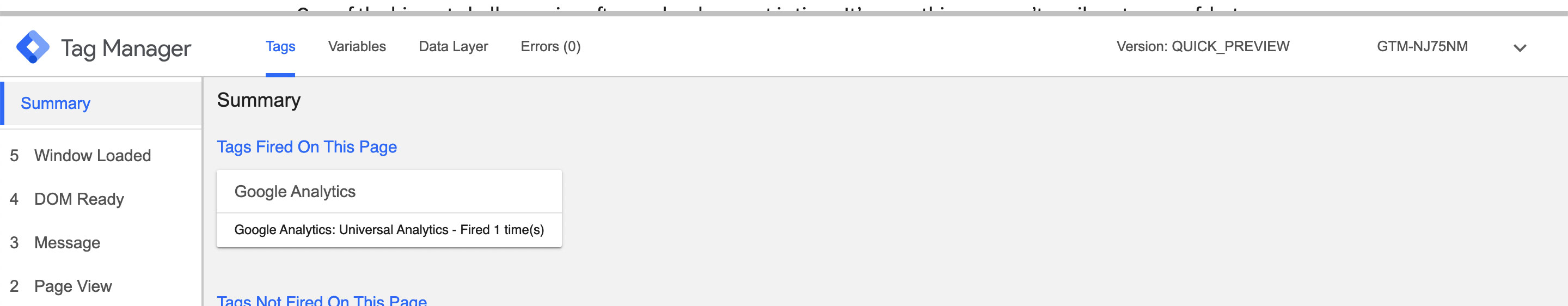 Google Tag Manager debugger