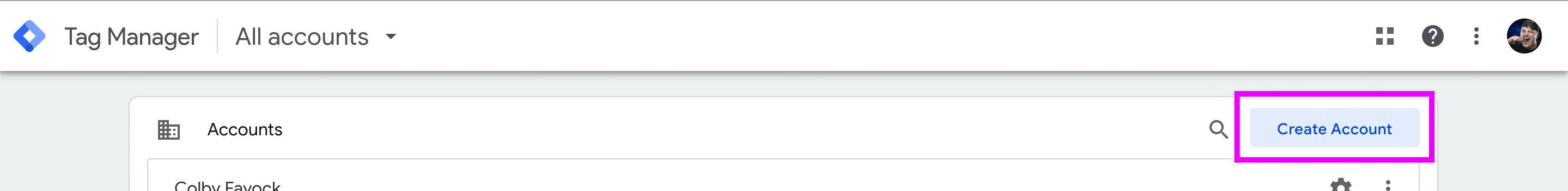Google Tag Manager new account