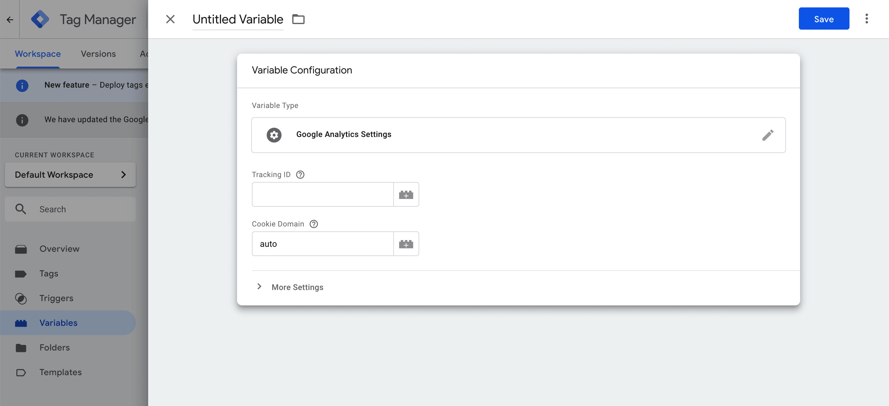 Google Tag Manager new variable