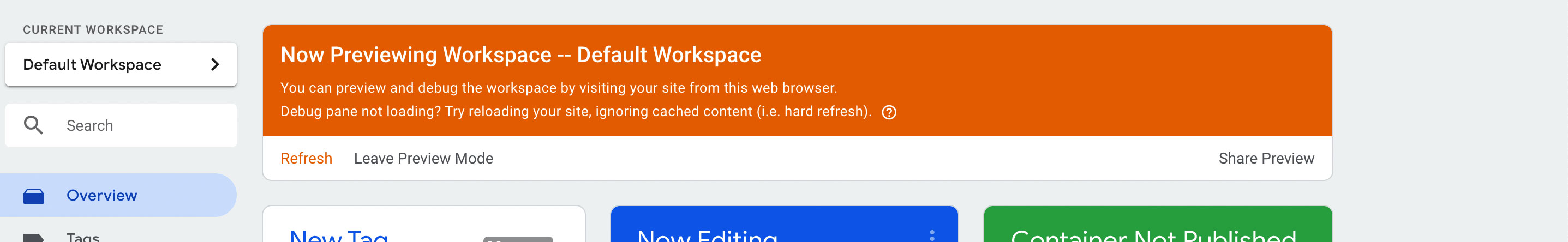 Google Tag Manager preview mode